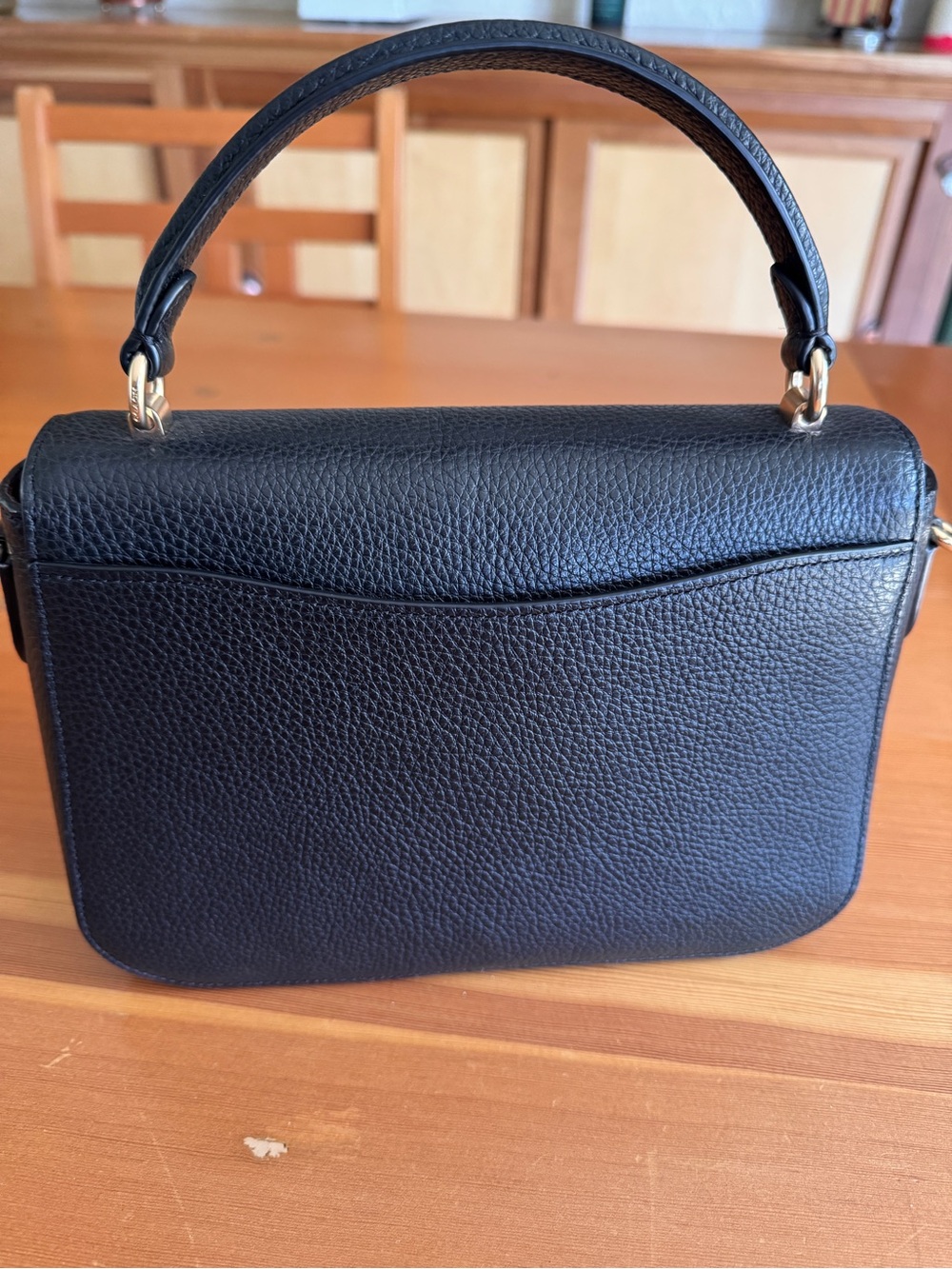 COACH Classic Black Leather Top-Handle Bag with Gold Hardware - Picture 2 of 11